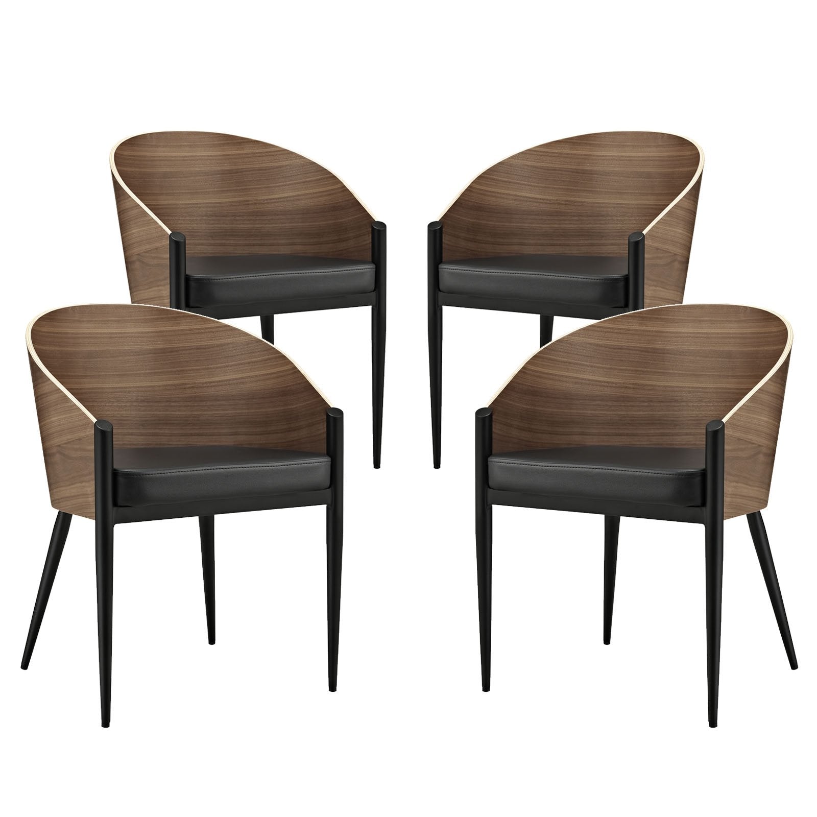 home office desk chairs | CasaFoyer Cooper Dining Chair Set of 4 | Chrome Legs | Curved Wooden Back | Modern Design | Enhance Your Dining Experience | casafoyer.myshopify.com