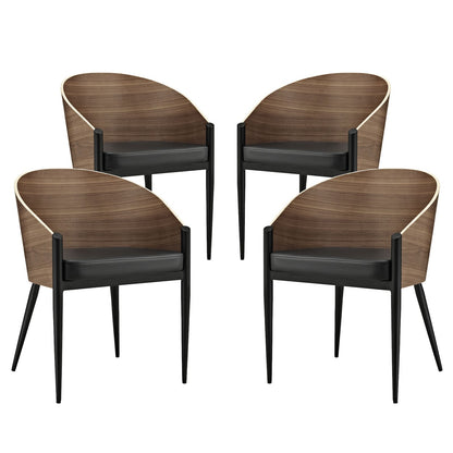 home office desk chairs | CasaFoyer Cooper Dining Chair Set of 4 | Chrome Legs | Curved Wooden Back | Modern Design | Enhance Your Dining Experience | casafoyer.myshopify.com