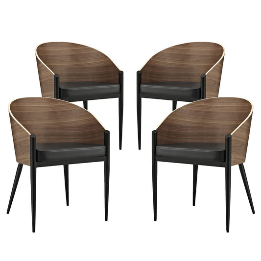 home office desk chairs | CasaFoyer Cooper Dining Chair Set of 4 | Chrome Legs | Curved Wooden Back | Modern Design | Enhance Your Dining Experience | casafoyer.myshopify.com