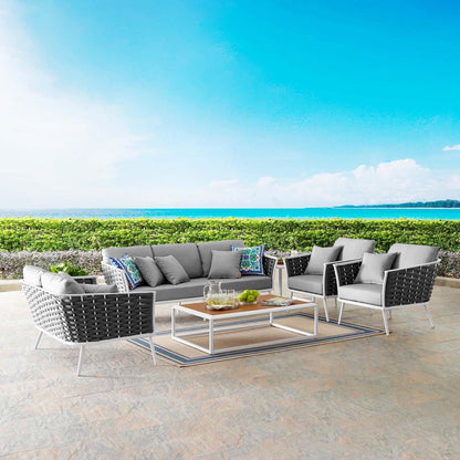kitchen and dining room sets | CasaFoyer Stance Outdoor Collection | Contemporary Design Patio Set | Aluminum Frame | Synthetic Wood Tabletops | Waterproof Cushions | casafoyer.myshopify.com