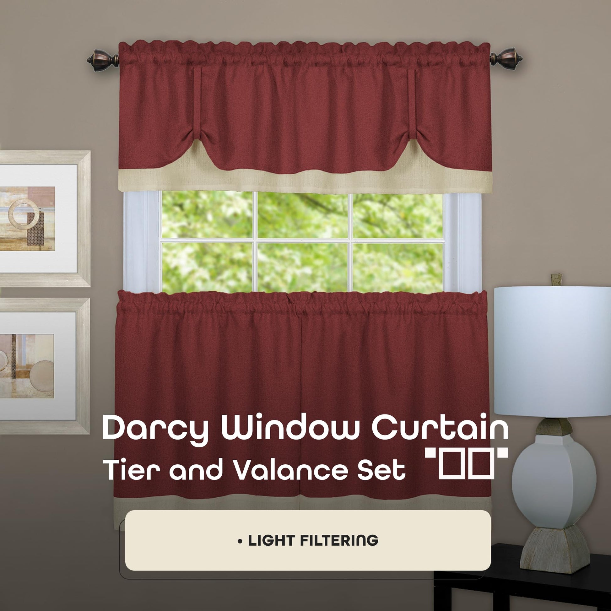 solar panels | CasaFoyer Darcy Window Curtain Tier and Valance Set | High-Quality Polyester Fabric | 1.5 Rod Pocket | Kitchen Decor | Machine Washable | Marsala/Tan | casafoyer.myshopify.com