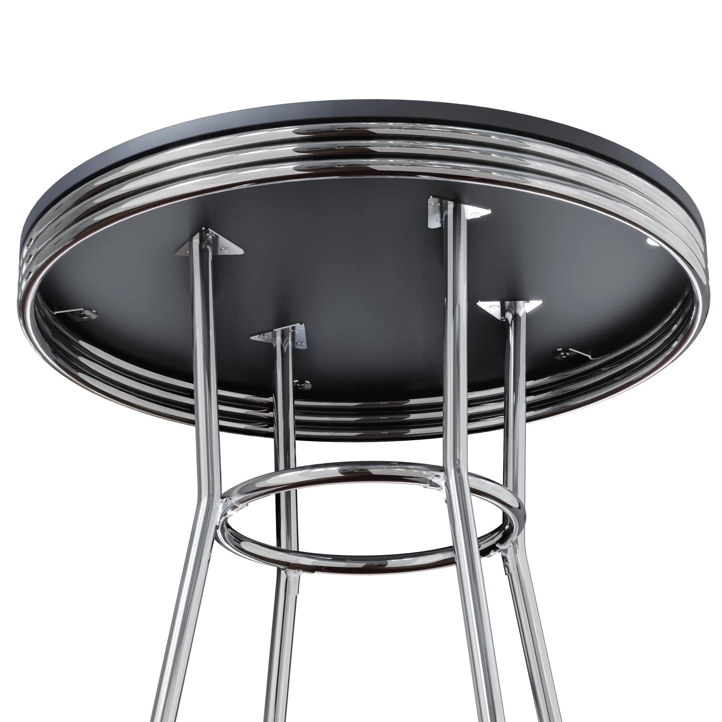 childrens table and chair sets | CasaFoyer  Wood Summit 3-Piece Pub Table Set | Sleek & Stylish | Modern & Retro Elements | Black Wood Composite Tabletop | Chrome Plated Frame | Swivel Bar Stools | Compact Design | Easy Assembly | 60-Day Replacement Window | casafoyer.myshopify.com