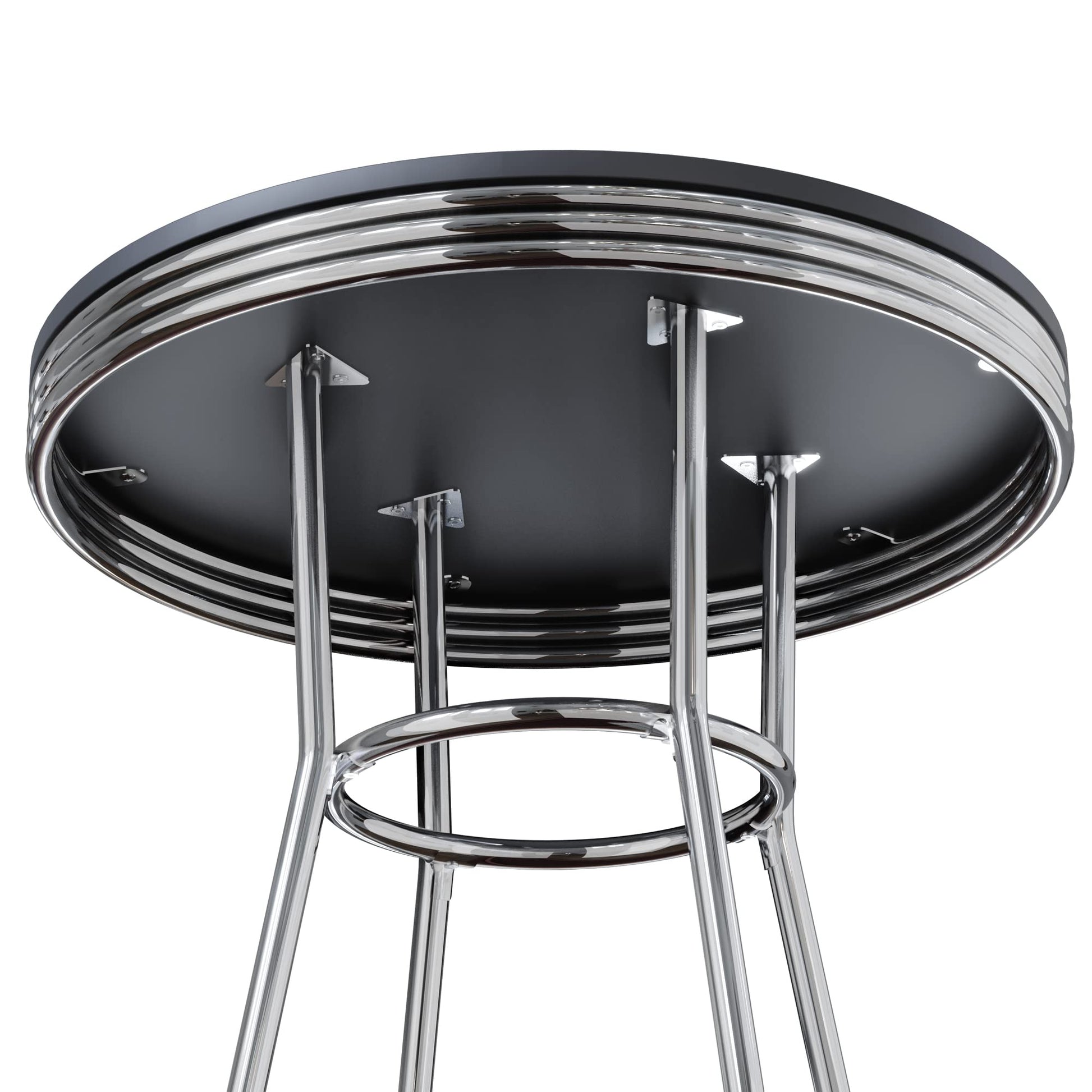 childrens table and chair sets | CasaFoyer  Wood Summit 3-Piece Pub Table Set | Sleek & Stylish | Modern & Retro Elements | Black Wood Composite Tabletop | Chrome Plated Frame | Swivel Bar Stools | Compact Design | Easy Assembly | 60-Day Replacement Window | casafoyer.myshopify.com
