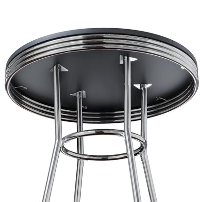 childrens table and chair sets | CasaFoyer  Wood Summit 3-Piece Pub Table Set | Sleek & Stylish | Modern & Retro Elements | Black Wood Composite Tabletop | Chrome Plated Frame | Swivel Bar Stools | Compact Design | Easy Assembly | 60-Day Replacement Window | casafoyer.myshopify.com
