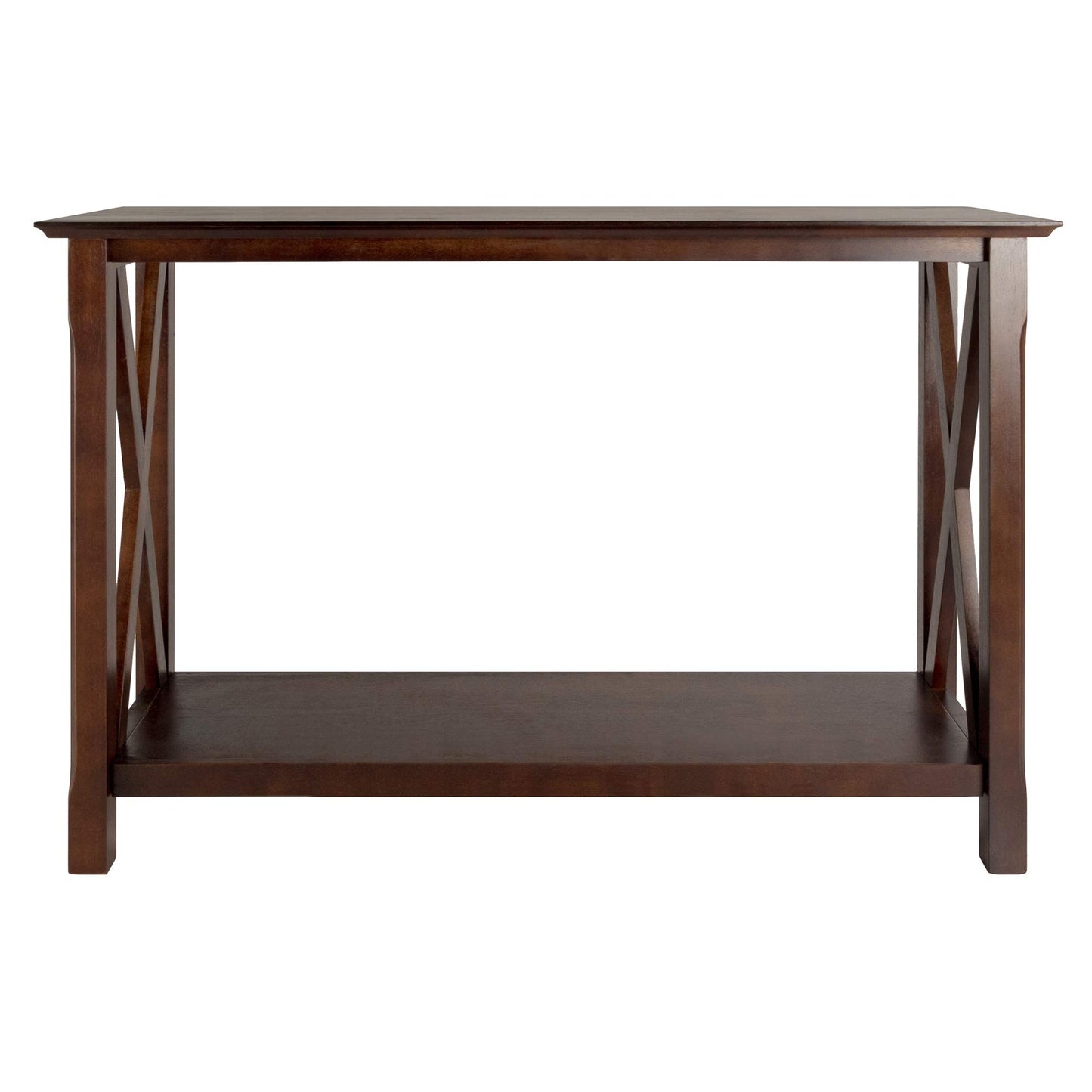 TABLE | Ergode  Wood Xola Console Table | X Cross Design | Cappuccino Finish | Entryway Hall Table | Bottom Shelf | Solid Wood Construction | Easy Assembly | 45 W x 17.09 D x 30 H | 37.48 lbs | casafoyer.myshopify.com