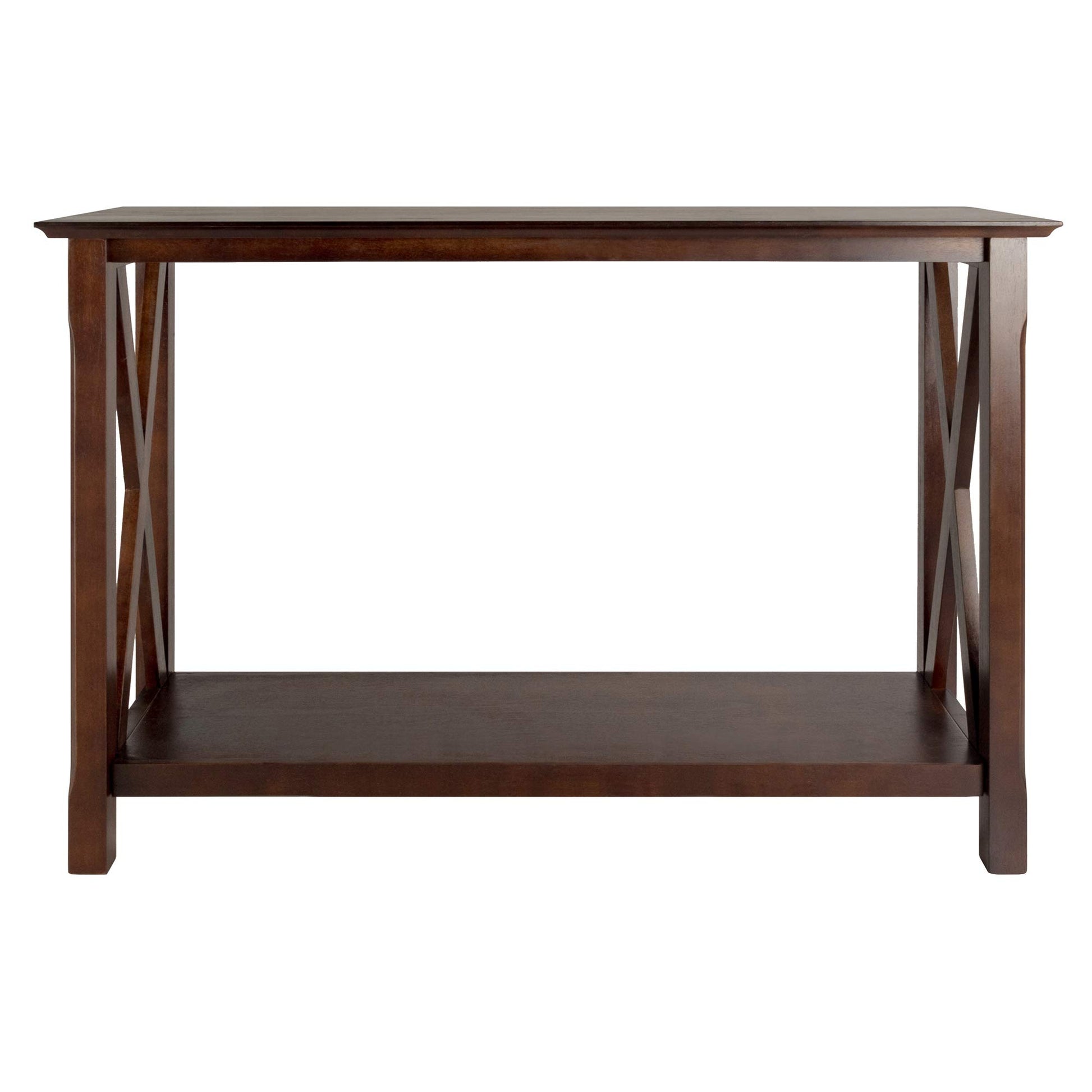 TABLE | Ergode  Wood Xola Console Table | X Cross Design | Cappuccino Finish | Entryway Hall Table | Bottom Shelf | Solid Wood Construction | Easy Assembly | 45 W x 17.09 D x 30 H | 37.48 lbs | casafoyer.myshopify.com