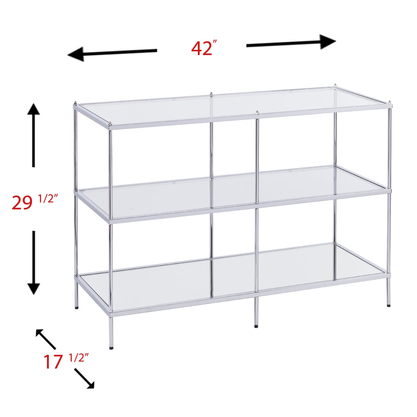 Dining Table | Exquisite Console Table | Chrome Frame | Mirrored Shelves | Glass Top | Stylish Storage | Lustrous Charm | Living, Den, or Dining Room | casafoyer.myshopify.com