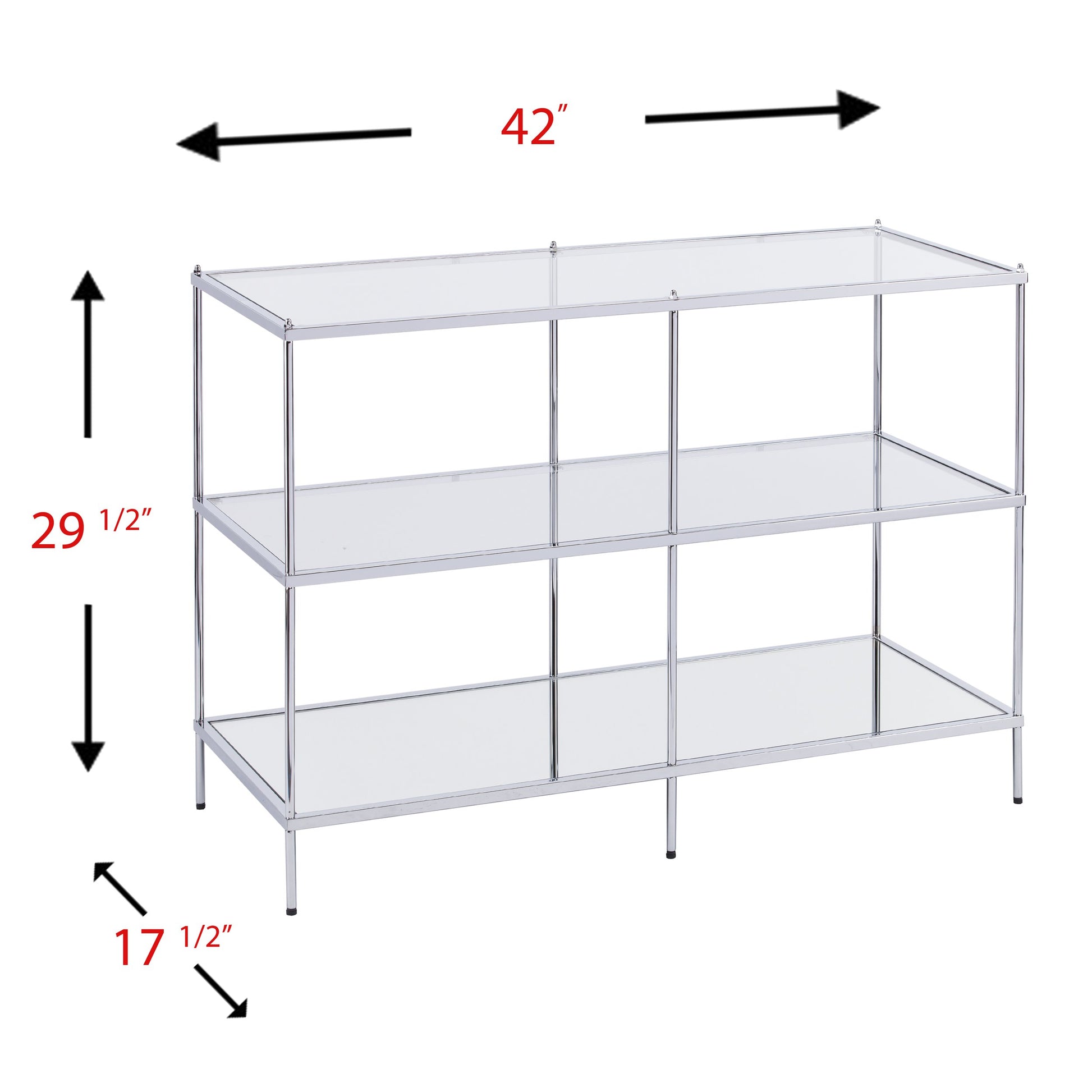 Dining Table | Exquisite Console Table | Chrome Frame | Mirrored Shelves | Glass Top | Stylish Storage | Lustrous Charm | Living, Den, or Dining Room | casafoyer.myshopify.com