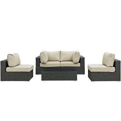 kitchen and dining room sets | CasaFoyer Sojourn Outdoor Patio Furniture Set | Sunbrella Cushions | Synthetic Rattan | UV Protection | Aluminum Frame | Coffee Table, Armless Chairs, Corners | casafoyer.myshopify.com