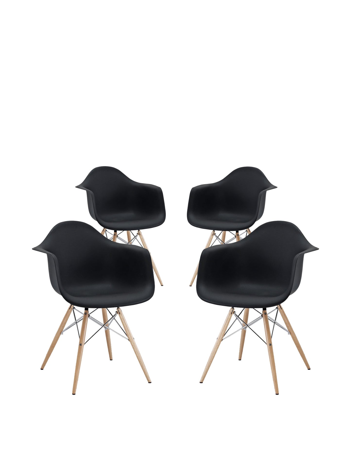home office desk chairs | CasaFoyer Wood Pyramid Armchair Set of 4 | Molded Plastic Seat | Sturdy Solid Wood Base | Unique Pyramid Shape | Enhance Aesthetic Appeal | casafoyer.myshopify.com