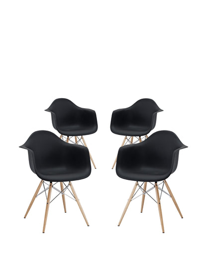 home office desk chairs | CasaFoyer Wood Pyramid Armchair Set of 4 | Molded Plastic Seat | Sturdy Solid Wood Base | Unique Pyramid Shape | Enhance Aesthetic Appeal | casafoyer.myshopify.com