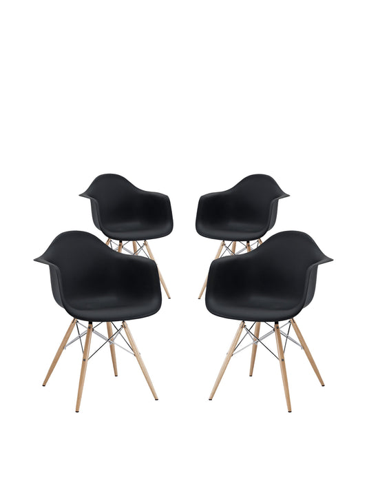 home office desk chairs | CasaFoyer Wood Pyramid Armchair Set of 4 | Molded Plastic Seat | Sturdy Solid Wood Base | Unique Pyramid Shape | Enhance Aesthetic Appeal | casafoyer.myshopify.com