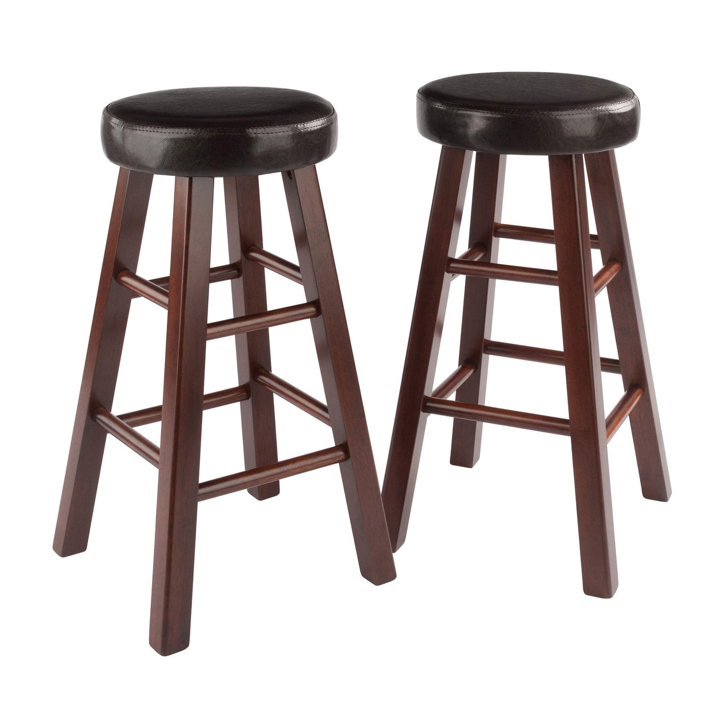 barstools | CasaFoyer  Wood Marta Counter Stools | Solid Wood Construction | Antique Walnut Finish | Cushion Seat | 25.4in Height | Set of 2 | casafoyer.myshopify.com