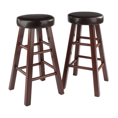 barstools | CasaFoyer  Wood Marta Counter Stools | Solid Wood Construction | Antique Walnut Finish | Cushion Seat | 25.4in Height | Set of 2 | casafoyer.myshopify.com