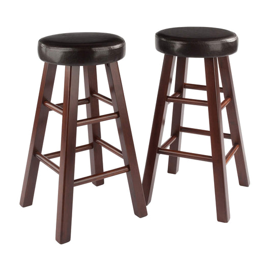 barstools | CasaFoyer  Wood Marta Counter Stools | Solid Wood Construction | Antique Walnut Finish | Cushion Seat | 25.4in Height | Set of 2 | casafoyer.myshopify.com