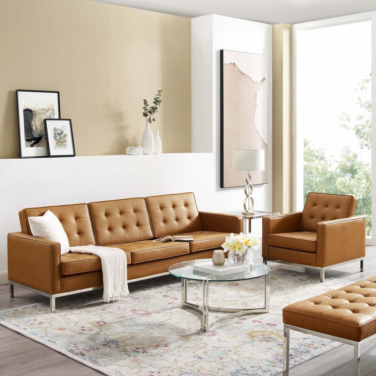 kitchen and dining room sets | CasaFoyer Loft Tufted Faux Leather Accent Sofa & Armchair Set | Stylish & Luxurious | Contemporary Design | 900 lbs Sofa Weight Capacity | 300 lbs Armchair Weight Capacity | casafoyer.myshopify.com