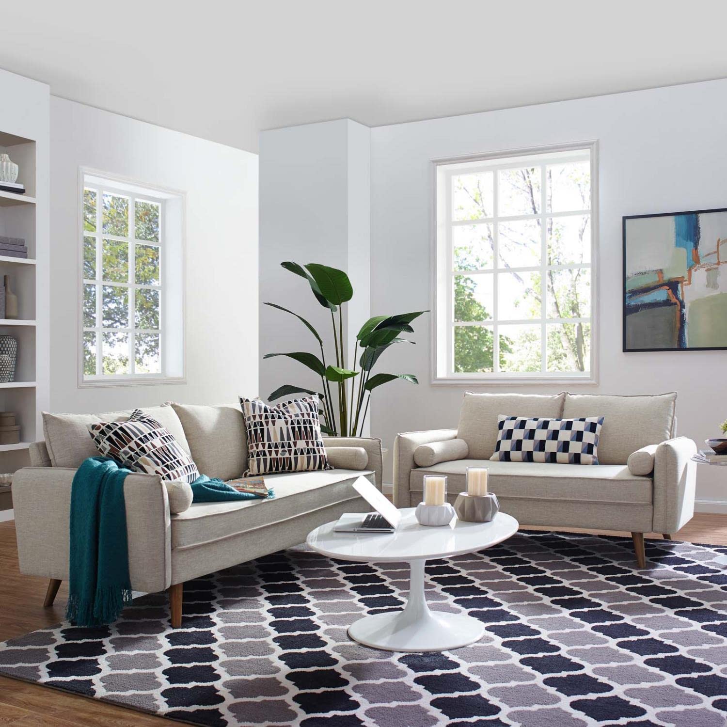 kitchen and dining room sets | CasaFoyer Revive Sofa and Loveseat Set | Vibrant Oasis Design | Comfortable & Sophisticated | Bolster Pillows | Soft Fabric Upholstery | Splayed Wood Legs | Supports up to 1323 lbs | Includes Sofa & Loveseat | casafoyer.myshopify.com