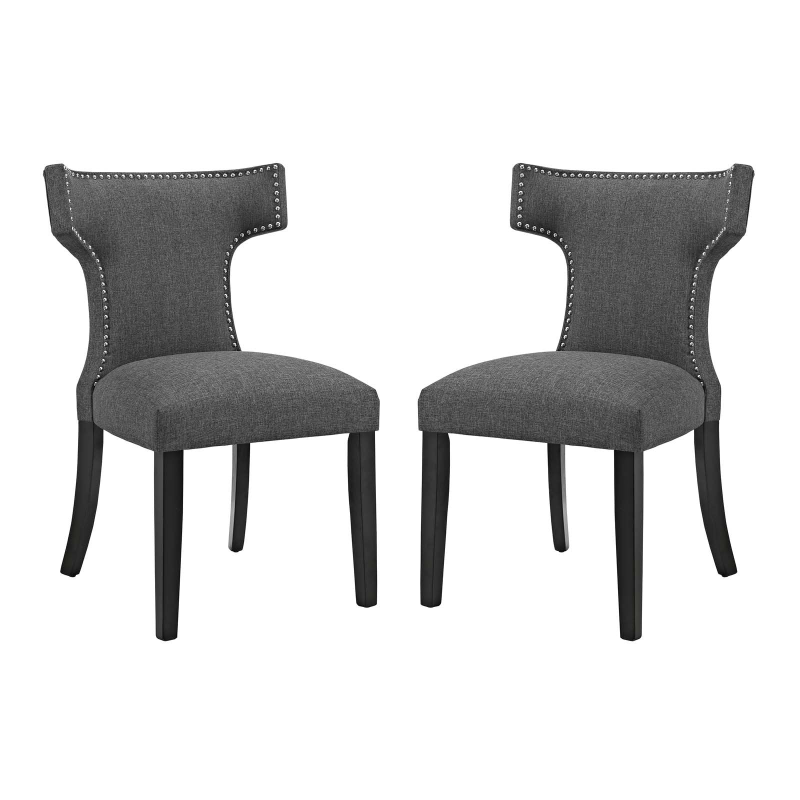 home office desk chairs | CasaFoyer Curve Dining Side Chair | Exquisite Design | Stylish & Refined | Nailhead Detailing | Comfortable Cushioning | Non-Marking Foot Caps | Tapered Wooden Legs | Set of 2 | casafoyer.myshopify.com