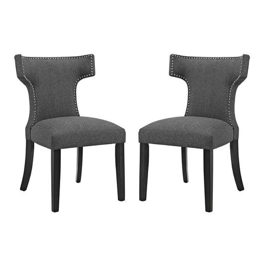 home office desk chairs | CasaFoyer Curve Dining Side Chair | Exquisite Design | Stylish & Refined | Nailhead Detailing | Comfortable Cushioning | Non-Marking Foot Caps | Tapered Wooden Legs | Set of 2 | casafoyer.myshopify.com