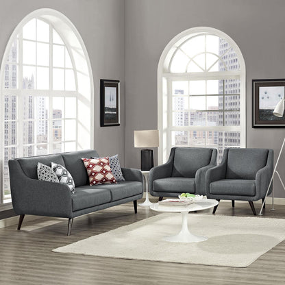 kitchen and dining room sets | CasaFoyer Verve Mid-Century Living Room Set | Stylish & Comfortable Furniture | Espresso Stained Wood Legs | Sofa & 2 Armchairs | Gray | casafoyer.myshopify.com