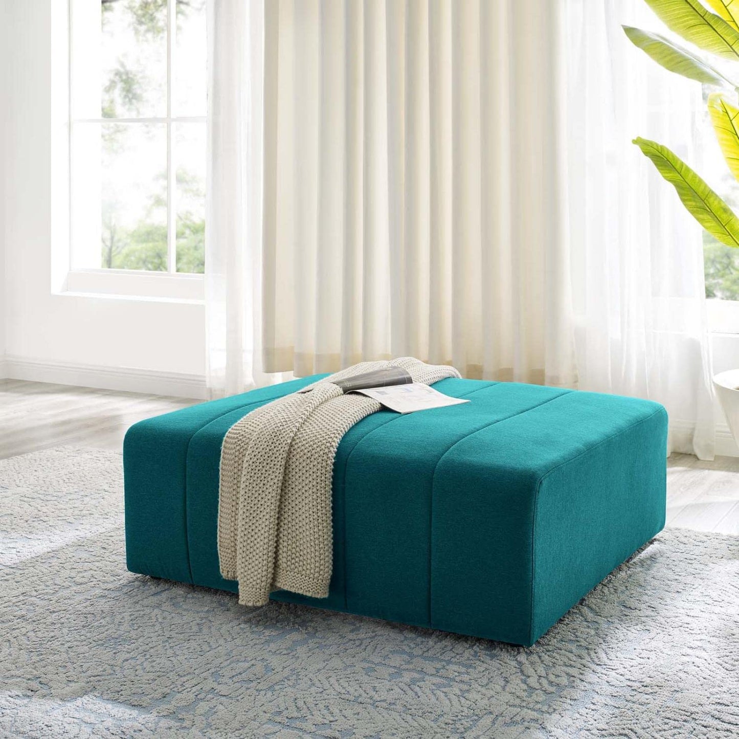 ottomans | CasaFoyer Bartlett Upholstered Fabric Ottoman | Retro Modern Style | Soft Polyester Upholstery | Dense Foam Padding | Sturdy Solid Wood Frame | Non-Marking Foot Caps | casafoyer.myshopify.com