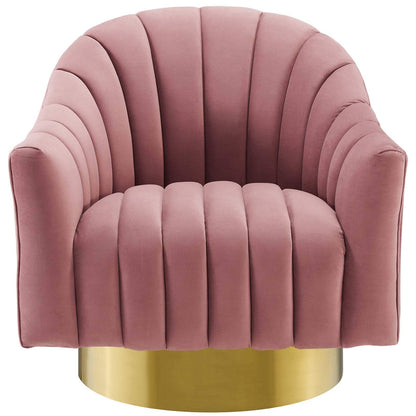 home office desk chairs | CasaFoyer Buoyant Vertical Channel Tufted Accent Lounge Swivel Chair | Ultimate Comfort & Style | Stain-Resistant Performance Velvet | Rotating Gold Base | casafoyer.myshopify.com