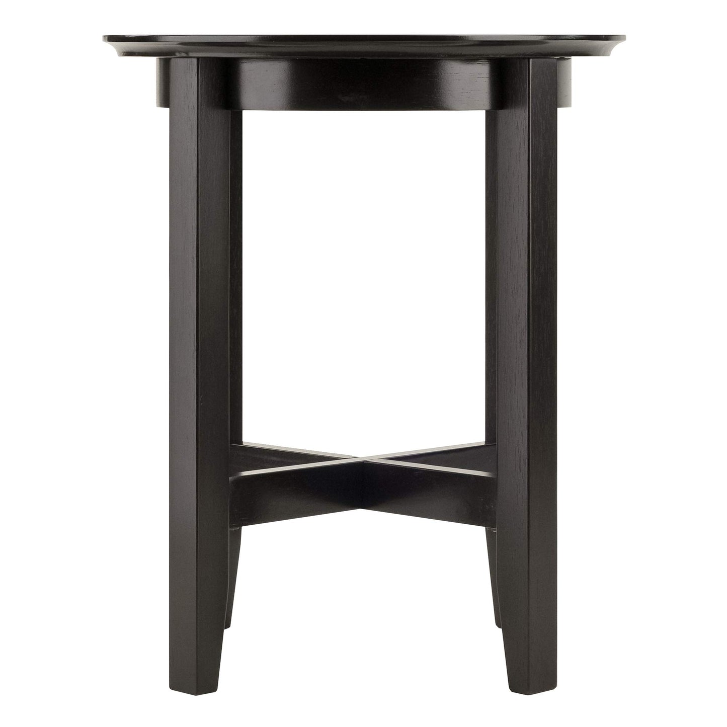 TABLE | Ergode  Wood Toby Round Accent Table | 18 Diameter | Espresso Finish | Solid Wood | Sleek Design | Shaker Style Legs | X Cross Stretcher | Versatile & Elegant | casafoyer.myshopify.com