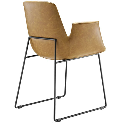 home office desk chairs | CasaFoyer Aloft Dining Armchair | Versatile Seating Option | Steel Sled Base | Padded Faux Leather Upholstery | Elegant & Reliable | Set of 1 | casafoyer.myshopify.com