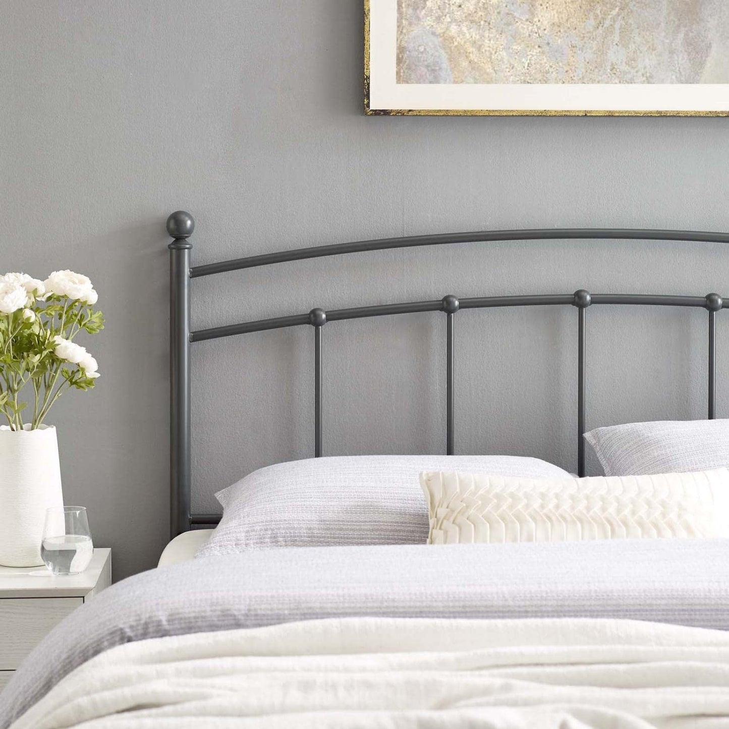 headboards | CasaFoyer Abigail Metal Queen Headboard | Vintage Modern Charm | Rustic Elegance | Powder-Coated Iron | Height-Adjustable | Easy Assembly | casafoyer.myshopify.com