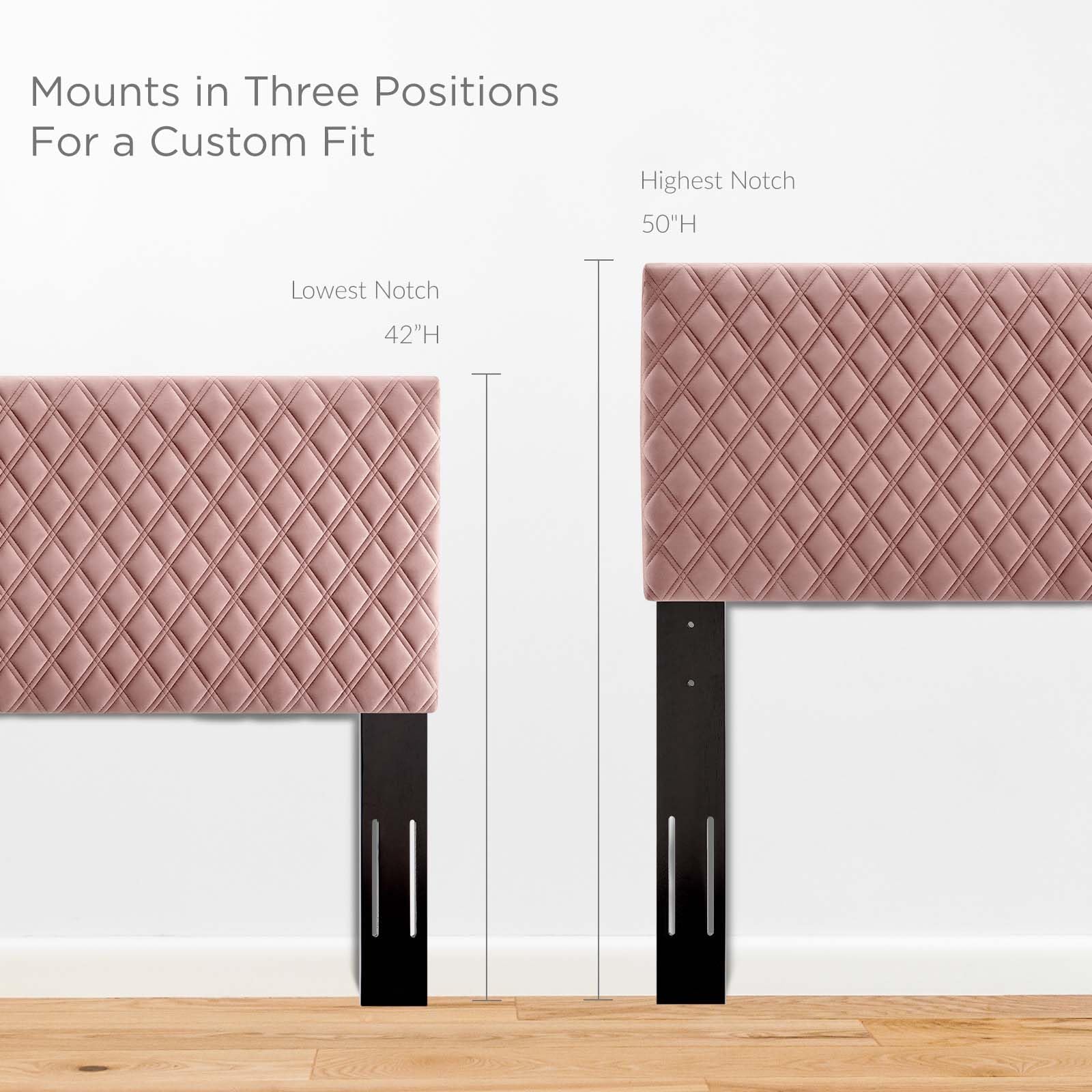 Bed | CasaFoyer Angela Tufted Diamond Lattice Performance Velvet King Headboard | Stain-Resistant Upholstery | Adjustable Height | Dusty Rose | casafoyer.myshopify.com