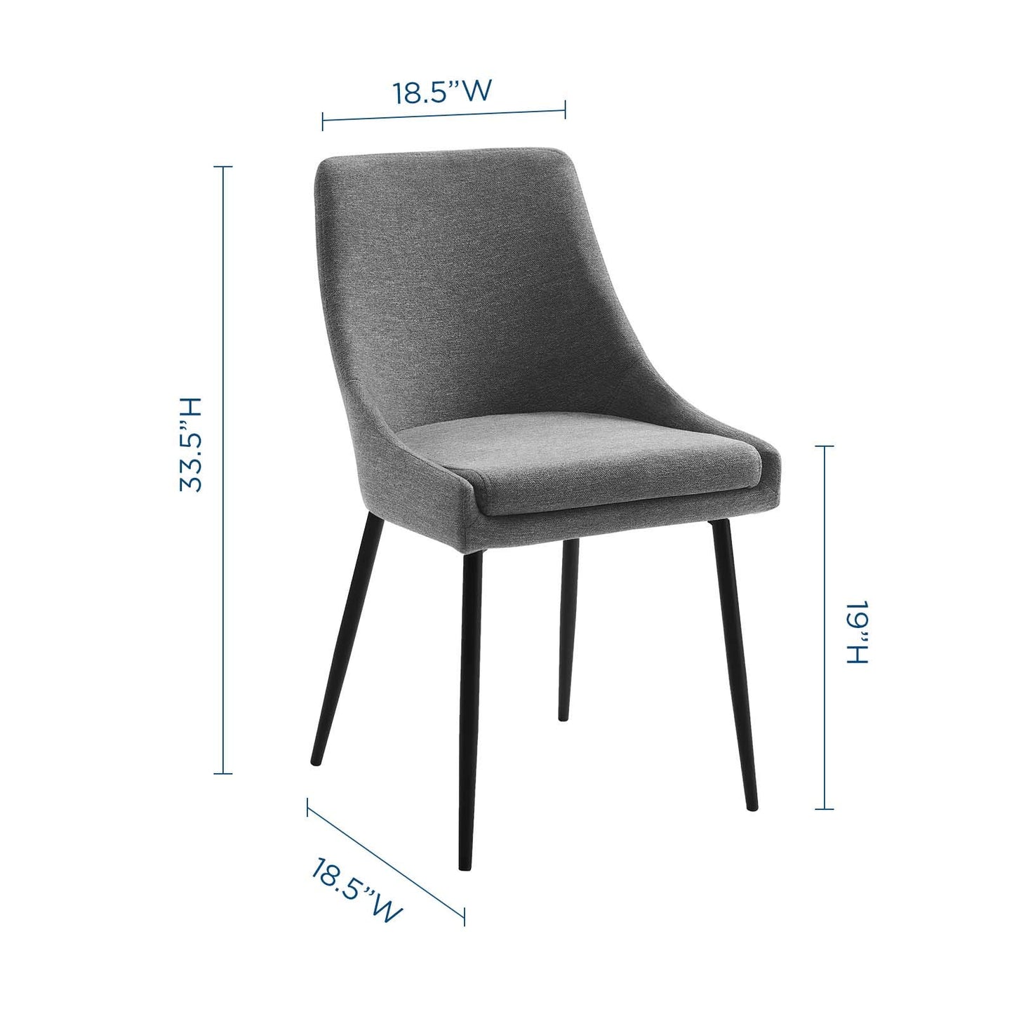 home office desk chairs | CasaFoyer Viscount Fabric Upholstered Dining Chair | Elegant Design | Soft Polyester Upholstery | Stable Matte Black Legs | Set of 2 | casafoyer.myshopify.com
