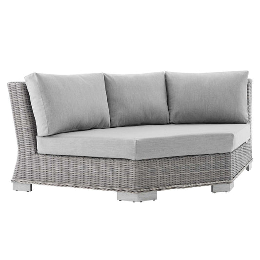 executive chairs | CasaFoyer Conway Outdoor Patio Wicker Rattan Sectional Sofa Round Corner Chair | Light Gray | UV-Resistant | Modular Design | Sunbrella Fabric | 600 lbs Weight Capacity | casafoyer.myshopify.com