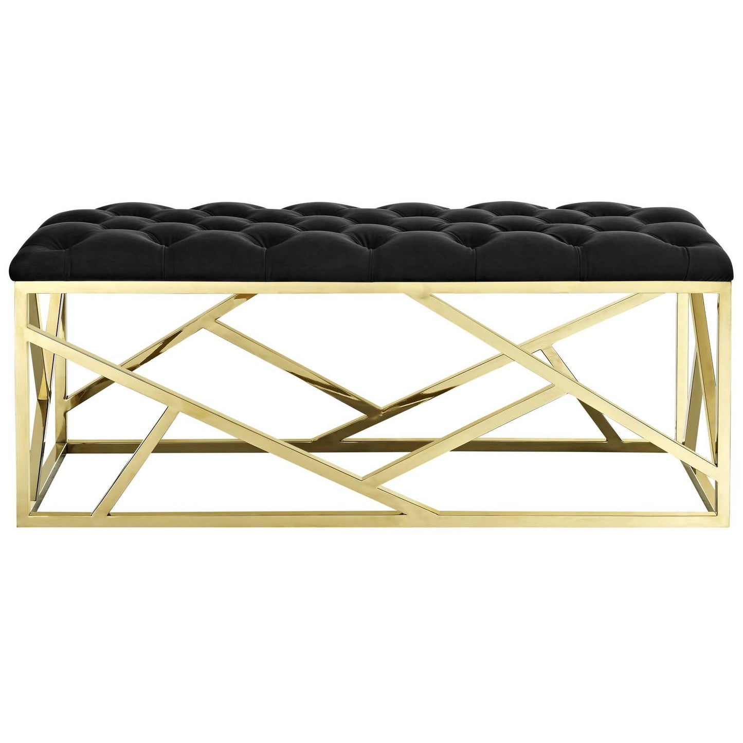 ottomans | CasaFoyer Intersperse Bench | Stainless Steel Base | Plush Velvet Top | Tufted Buttons | 331 lbs Weight Capacity | Pre-Assembled | casafoyer.myshopify.com