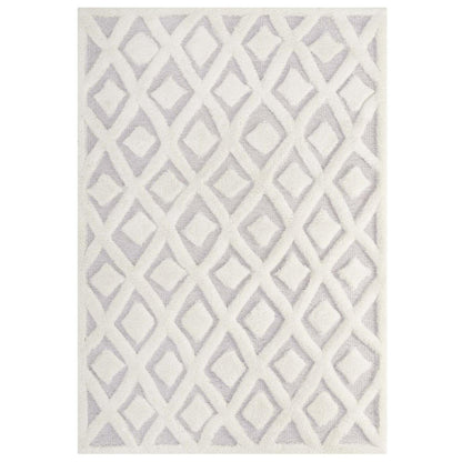 Carpet & Rugs | CasaFoyer Morsel Abstract Diamond Lattice Area Rug | Modern Design | Luxurious Polyester & Chenille Shag | Sturdy Jute Backing | 5x8 Ivory/Light Gray | casafoyer.myshopify.com