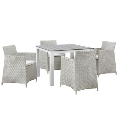 Dining Table | Junction Outdoor Patio Dining Furniture Set | Stylish & Durable 5 Piece Gray White | Armchairs & Dining Table | Fully Assembled & Weatherproof | Perfect for Contemporary Outdoor Spaces | casafoyer.myshopify.com