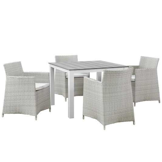 Dining Table | Junction Outdoor Patio Dining Furniture Set | Stylish & Durable 5 Piece Gray White | Armchairs & Dining Table | Fully Assembled & Weatherproof | Perfect for Contemporary Outdoor Spaces | casafoyer.myshopify.com