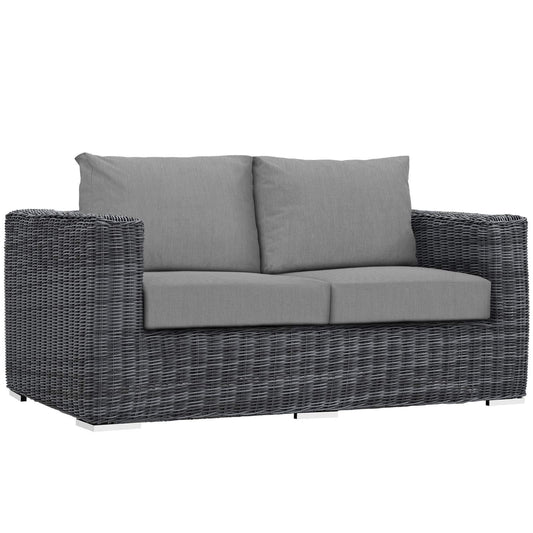 sofas | CasaFoyer Summon Outdoor Patio Loveseat | Ultimate Outdoor Luxury & Comfort | Two-Tone Rattan | Sunbrella Cushions | Aluminum Frame | Perfect for Patio, Backyard, Poolside | casafoyer.myshopify.com