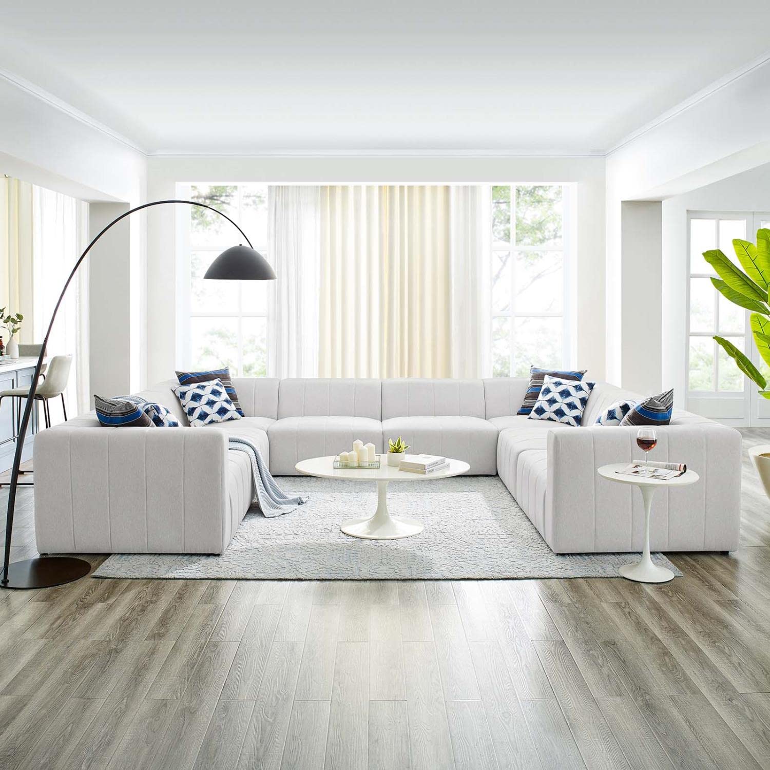 sofas | CasaFoyer Bartlett Upholstered Fabric 8-Piece Sectional Sofa | Cozy & Inviting | Tufted Design | Foam Cushions | Solid Wood Frame | Ivory | casafoyer.myshopify.com