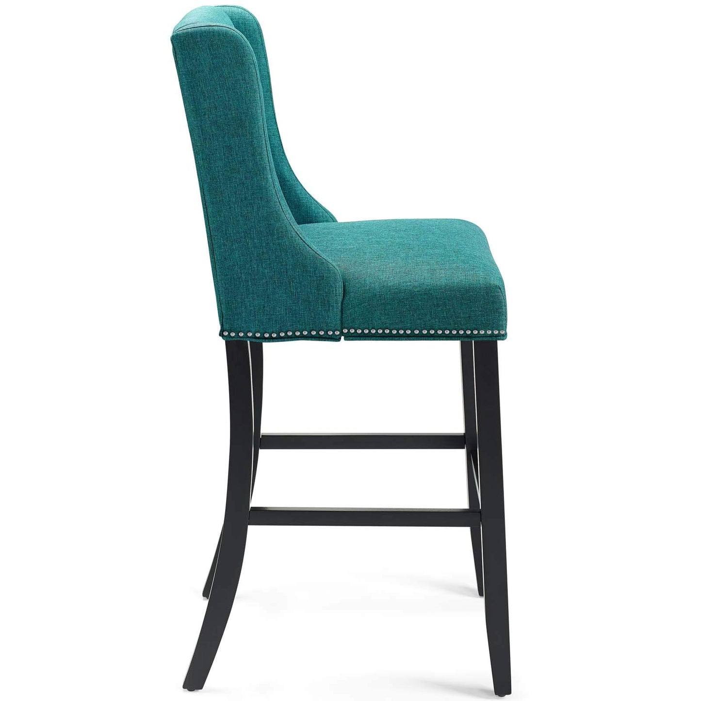 barstools | CasaFoyer Baron Upholstered Fabric Bar Stool | Sophisticated Backrest | Nailhead Trim | Footrest | Plush Cushioning | Stable Solid Wood Frame | Teal | casafoyer.myshopify.com