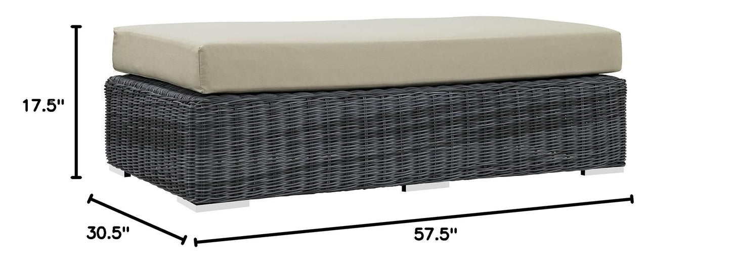 ottomans | CasaFoyer Summon Outdoor Patio Rectangle Ottoman | Two-Tone Rattan | Sunbrella Cushions | Aluminum Frame | Ideal for Patio, Backyard, Poolside | casafoyer.myshopify.com