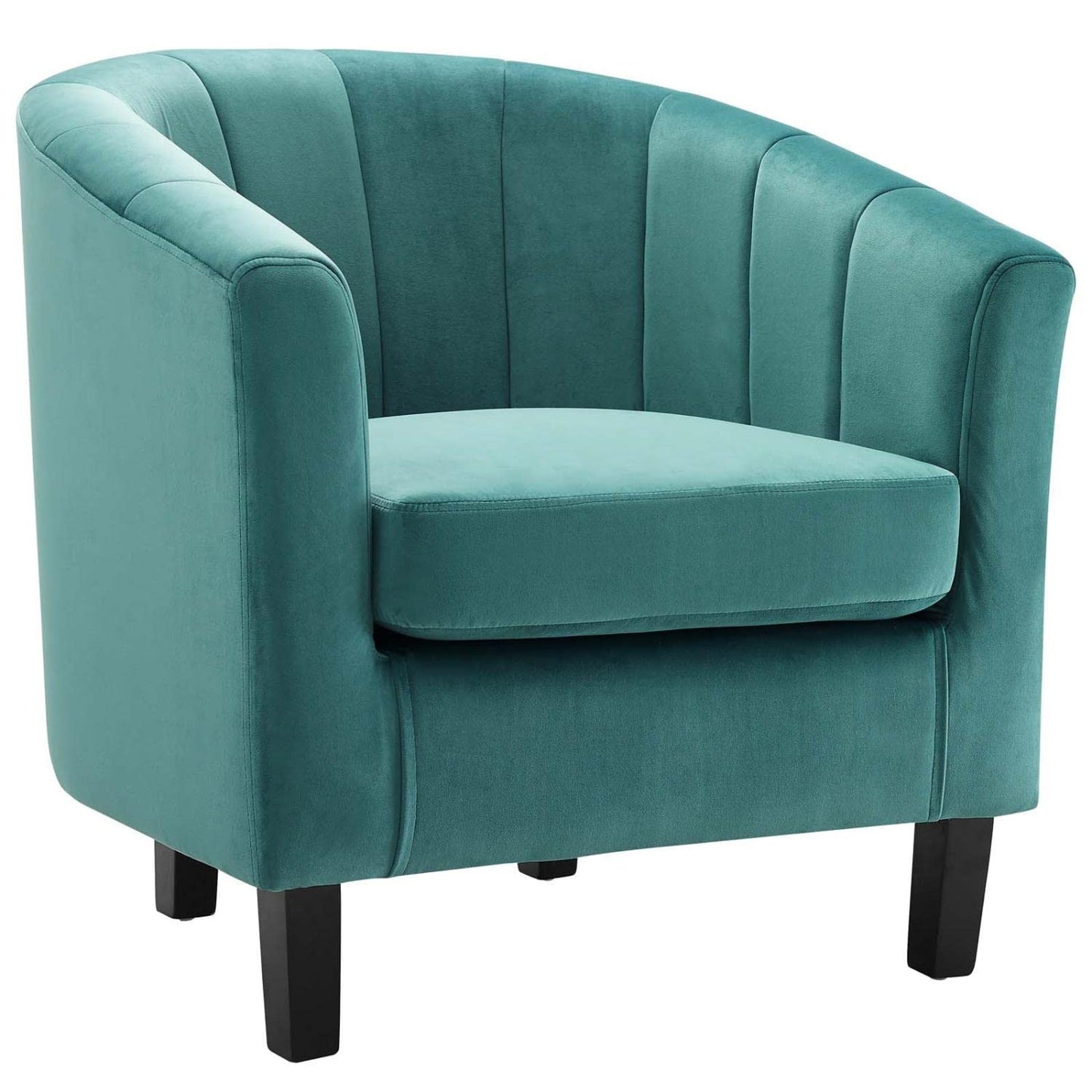 home office desk chairs | CasaFoyer Prospect Performance Velvet Armchair Set of 2 | Stain-Resistant | Channel Tufted | Retro Modern Design | Teal | casafoyer.myshopify.com