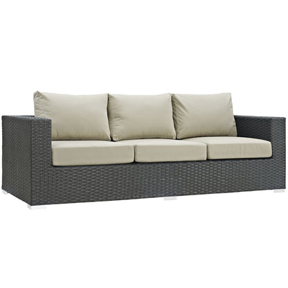 Patio Furniture Sets | Sojourn Outdoor Patio Sofa | Sturdy & Versatile Seating | Sunbrella Cushions | Synthetic Rattan | UV Protection | Aluminum Frame | casafoyer.myshopify.com