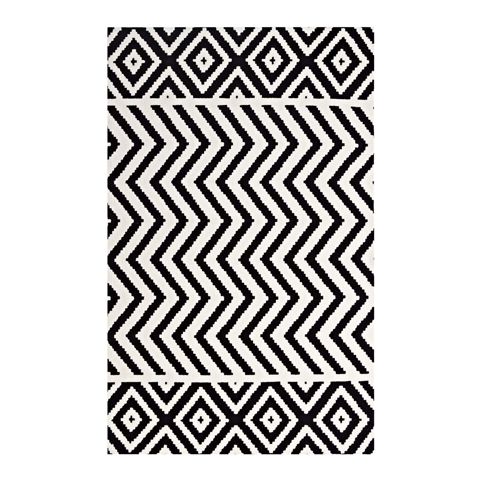 Carpet & Rugs | CasaFoyer Ailani Geometric Chevron and Diamond Area Rug | Modern Design | Soft Polyester Microfiber | Jute Fabric Bottom | Stain-Resistant | Easy to Maintain | 8x10 Black and White | casafoyer.myshopify.com