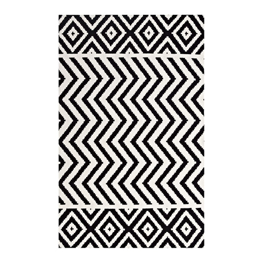 Carpet & Rugs | CasaFoyer Ailani Geometric Chevron and Diamond Area Rug | Modern Design | Soft Polyester Microfiber | Jute Fabric Bottom | Stain-Resistant | Easy to Maintain | 8x10 Black and White | casafoyer.myshopify.com