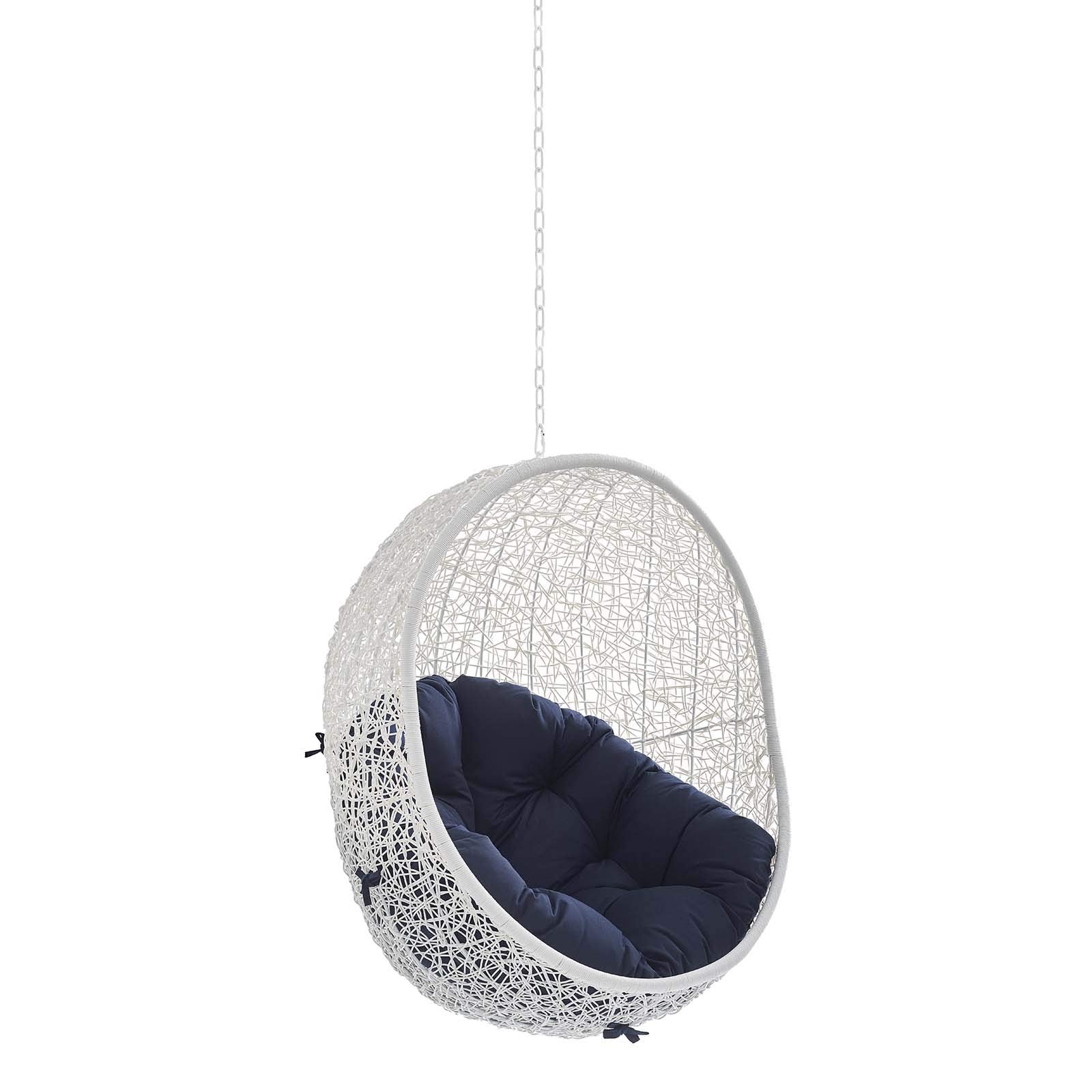 porch swings | Ergode Hide Outdoor Patio Swing Chair | Synthetic Rattan Weave | Sunbrella Fabric Cushion | Powder-Coated Steel Frame | Adjustable Steel Chain | Weather-Resistant | UV Protection | White Navy | casafoyer.myshopify.com