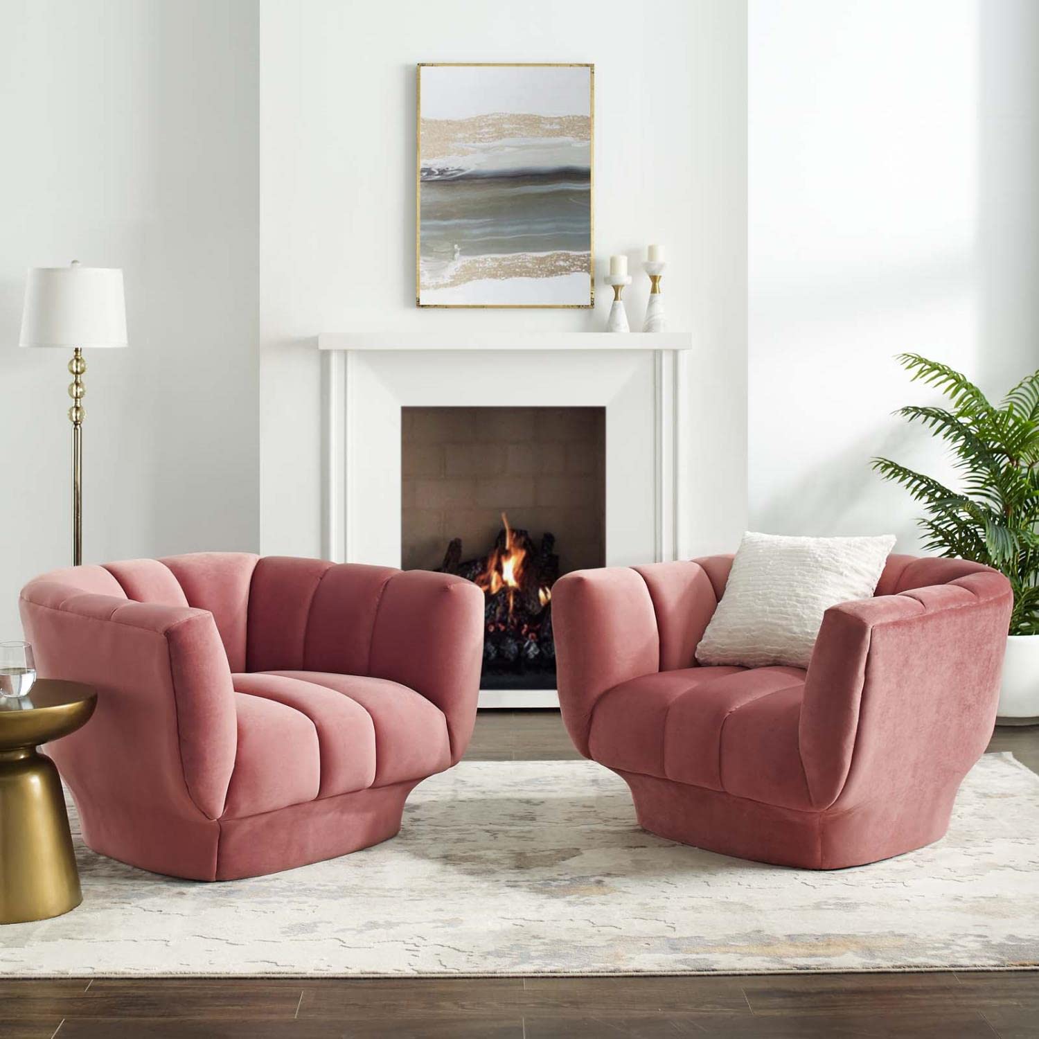 home office desk chairs | CasaFoyer Entertain Armchair Set of 2 | Vintage-Inspired | Plush Velvet | Tufted Design | 300 lbs Weight Capacity | Dusty Rose | casafoyer.myshopify.com
