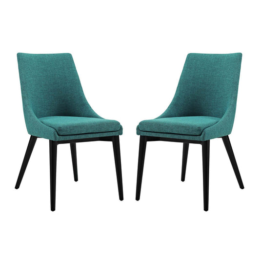 home office desk chairs | CasaFoyer Viscount Side Chair Set of 2 | Elegant Upholstered Dining Chairs with Plush Foam Padding & Tapered Wood Legs | Teal | casafoyer.myshopify.com