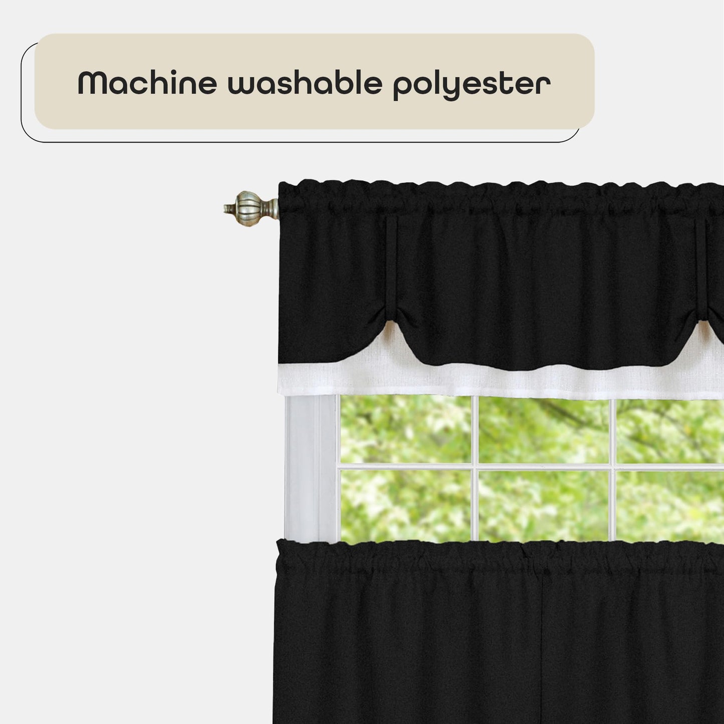 solar panels | CasaFoyer Darcy Window Curtain Tier & Valance Set | Premium Polyester Fabric | Ideal for Kitchen | 1.5 Rod Pocket | Machine Washable | Black/White | casafoyer.myshopify.com