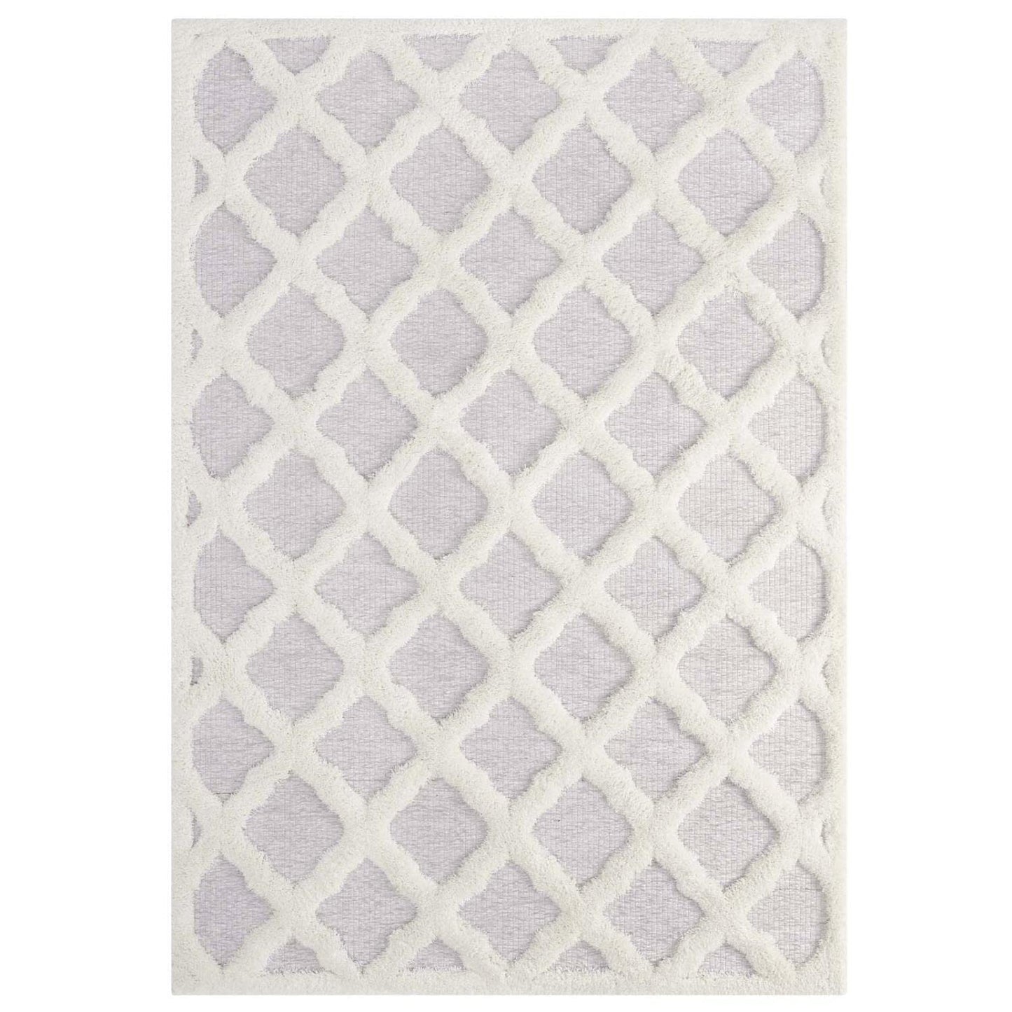 area rugs | CasaFoyer Regale Abstract Moroccan Trellis 5x8 Shag Area Rug | Elegant Ivory & Light Gray | Luxurious Polyester & Chenille Blend | Durable & Family-Friendly | Lively Lattice Motif | Soft & Inviting | Easy to Maintain | casafoyer.myshopify.com