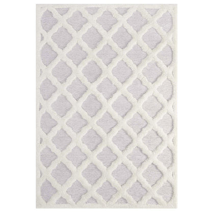 area rugs | CasaFoyer Regale Abstract Moroccan Trellis 5x8 Shag Area Rug | Elegant Ivory & Light Gray | Luxurious Polyester & Chenille Blend | Durable & Family-Friendly | Lively Lattice Motif | Soft & Inviting | Easy to Maintain | casafoyer.myshopify.com